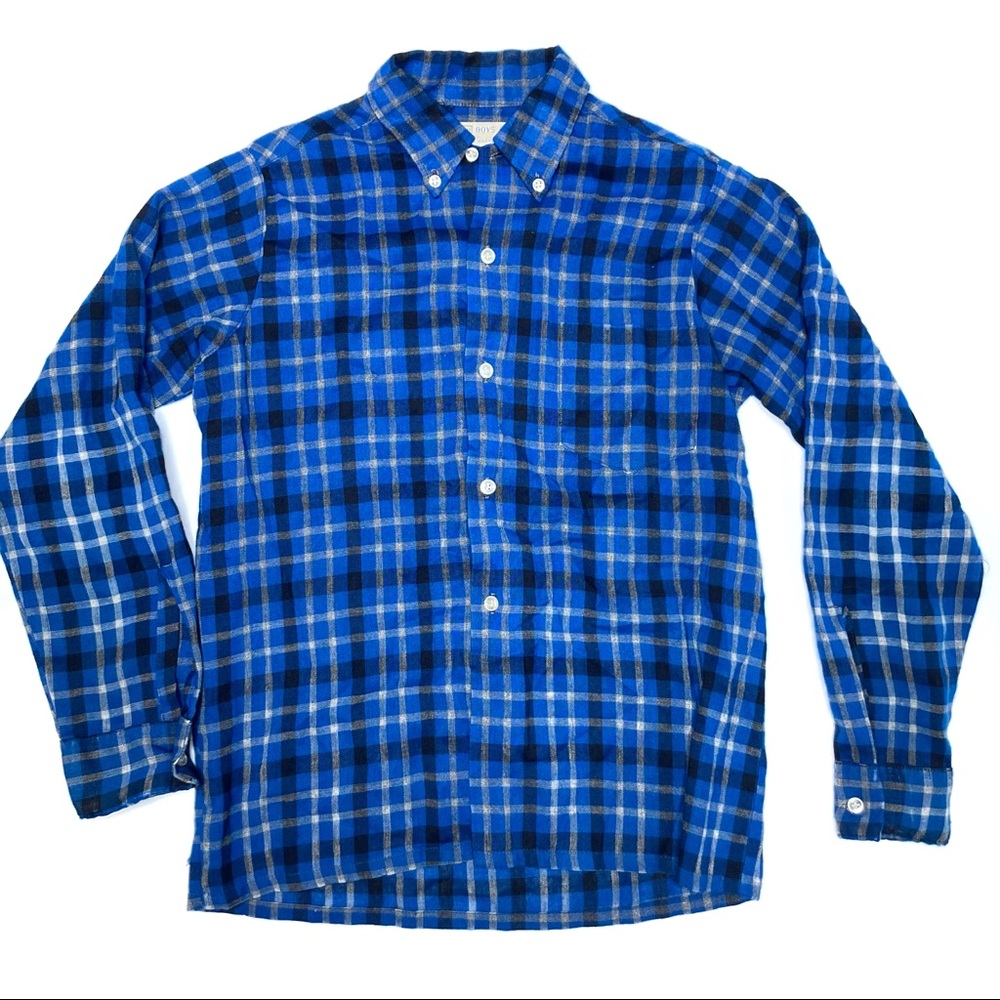 Vintage Sears, Roebuck, and Co. Plaid Button Up Shirt Boy’s Size 12 Youth